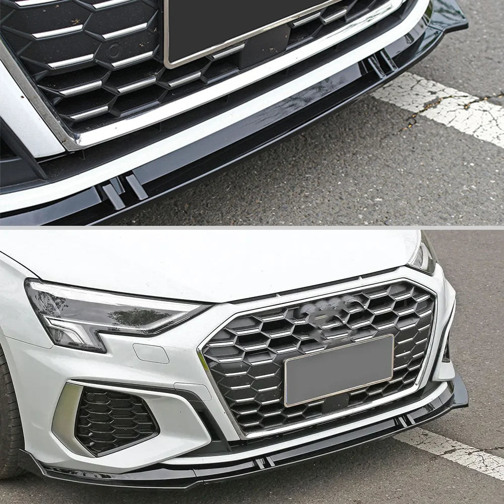 3PCS Front Lip for Audi 8Y S-Line/S3 (2020–Present) | Gloss Black & Carbon Look