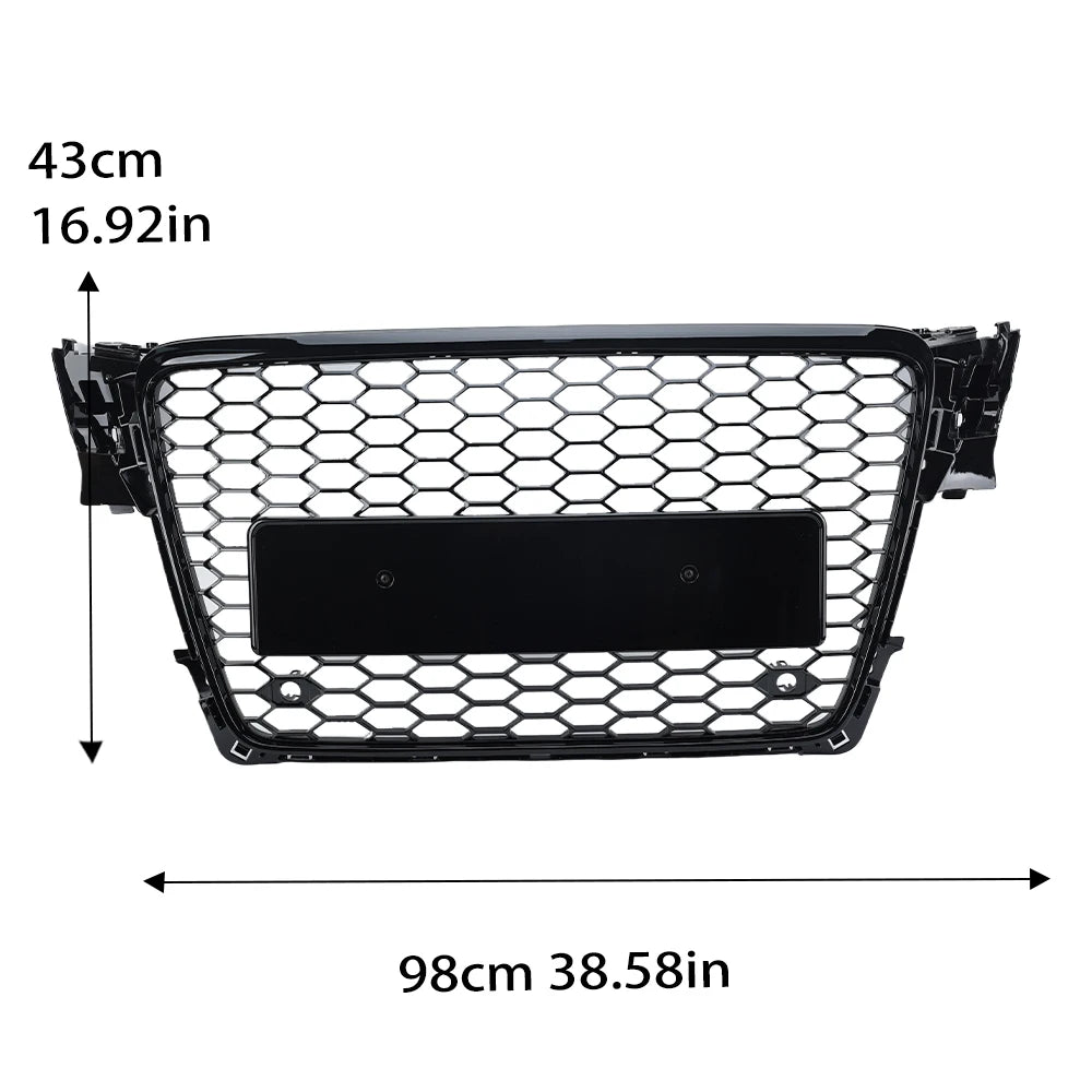 ABS Honeycomb RS Style Front Grille For Audi A4 S4 RS4 A5 RS5 A6 S6 A7 S7 A3 (2008–2022)