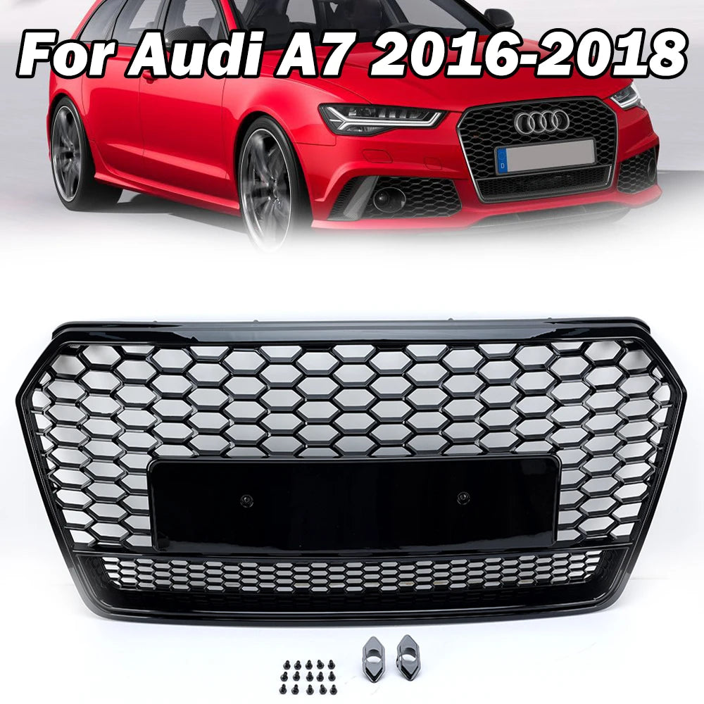 ABS Honeycomb RS Style Front Grille For Audi A4 S4 RS4 A5 RS5 A6 S6 A7 S7 A3 (2008–2022)