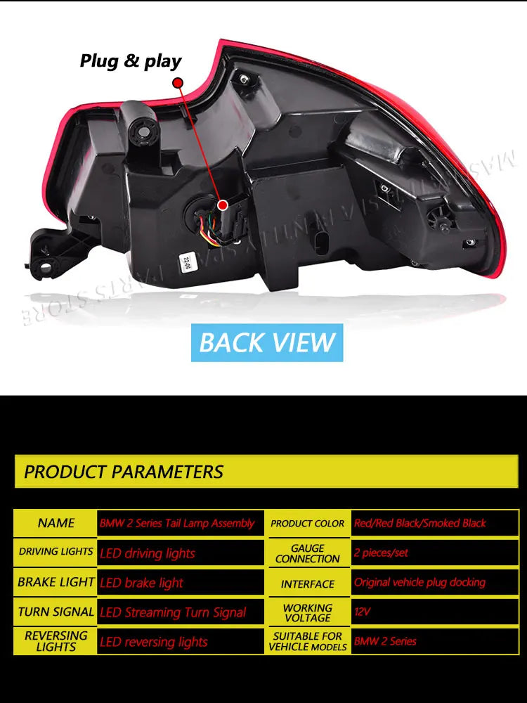 LED GTS Tail Lights For BMW 2 Series w/ Dragon Scale Animation (F22 F23 F87)