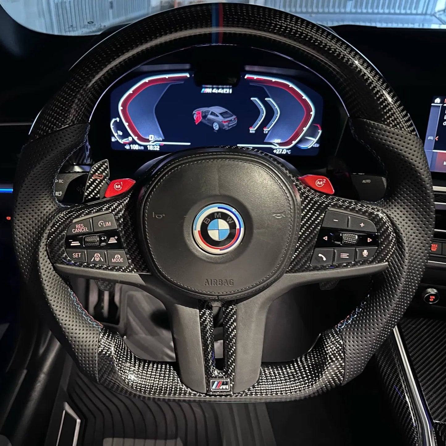Carbon Fiber Steering Wheel for BMW G30 G20 M5 F90 M8 X3M X4M X5M X6M | Custom Perforated Leather Design