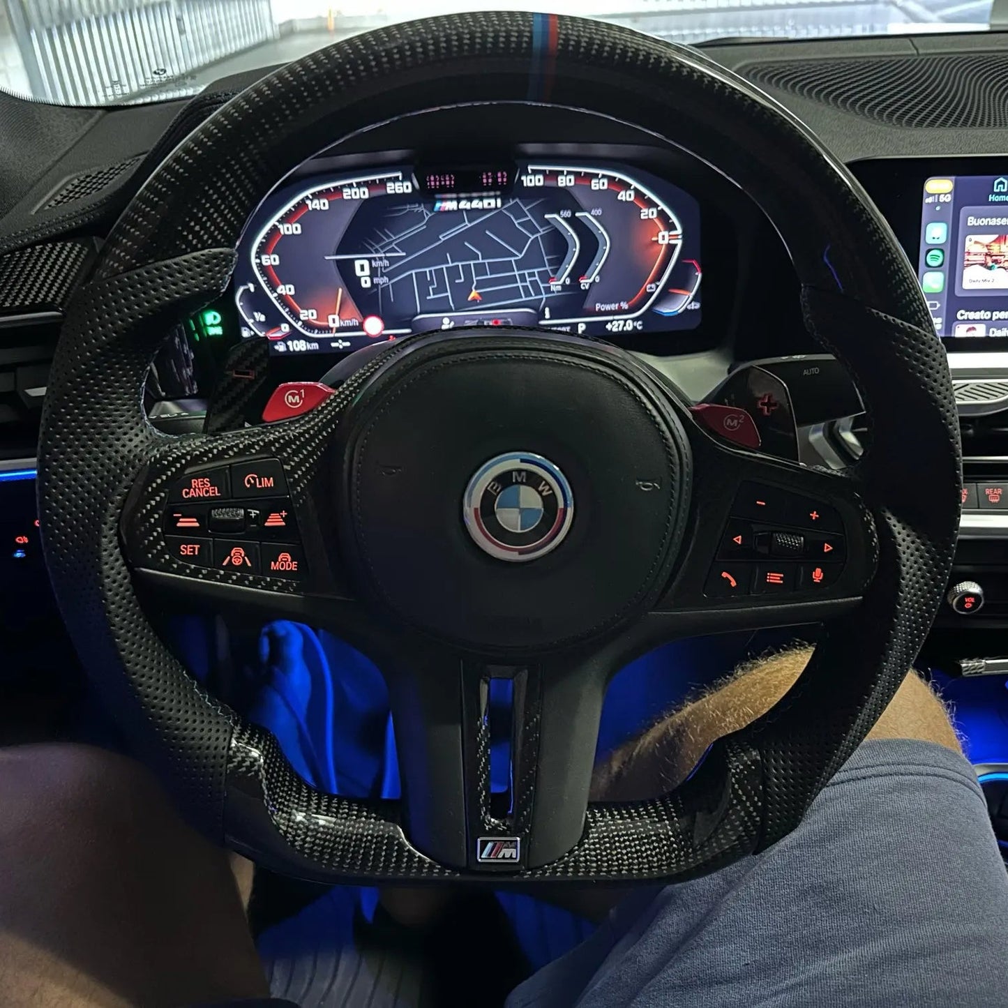 Carbon Fiber Steering Wheel for BMW G30 G20 M5 F90 M8 X3M X4M X5M X6M | Custom Perforated Leather Design
