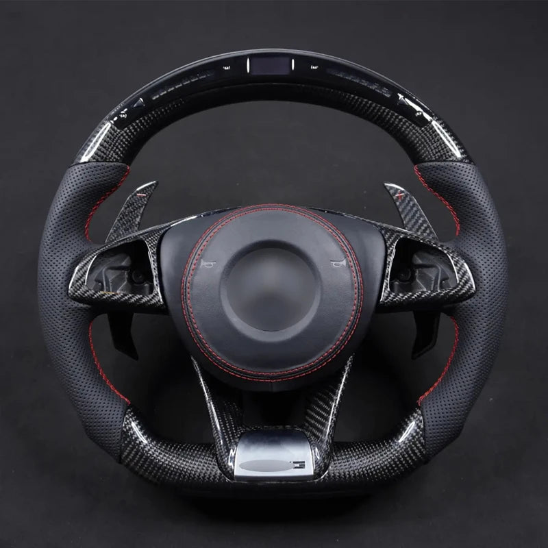 Carbon Fiber & Alcantara Flat Bottom Steering Wheel for Mercedes Benz W205, W213, G63, C63, E63, GLS, GLE | Racing Style