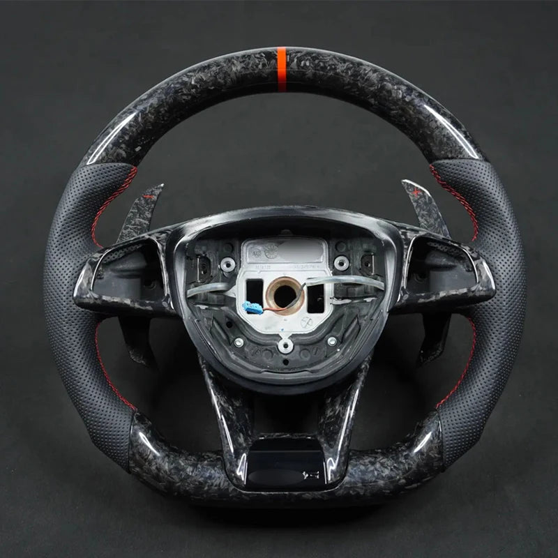 Carbon Fiber & Alcantara Flat Bottom Steering Wheel for Mercedes Benz W205, W213, G63, C63, E63, GLS, GLE | Racing Style