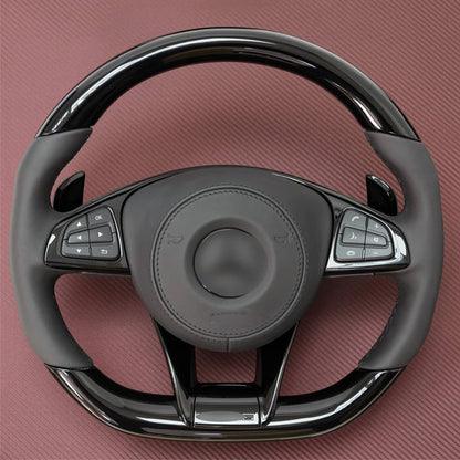 Carbon Fiber & Alcantara Flat Bottom Steering Wheel for Mercedes Benz W205, W213, G63, C63, E63, GLS, GLE | Racing Style