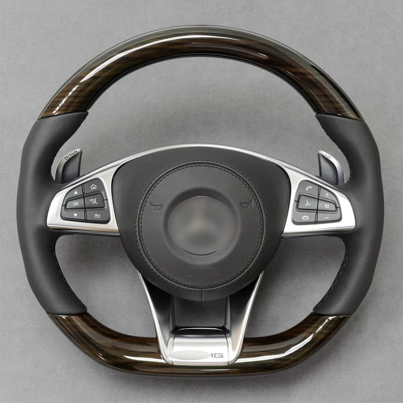 Carbon Fiber & Alcantara Flat Bottom Steering Wheel for Mercedes Benz W205, W213, G63, C63, E63, GLS, GLE | Racing Style