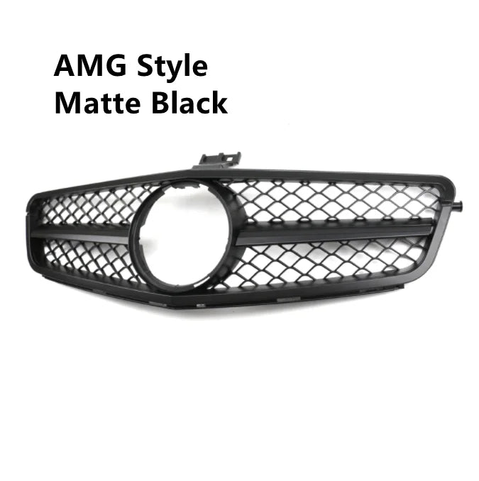 AMG GT Diamond Front Grille for Mercedes W204 C-Class (2007–2014) | Gloss Black/Matte Black/Chrome
