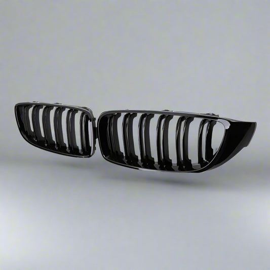 Dual Slat Front Kidney Grill for For BMW 4 Series F32 F33 F36 F80 F82 | Gloss Black
