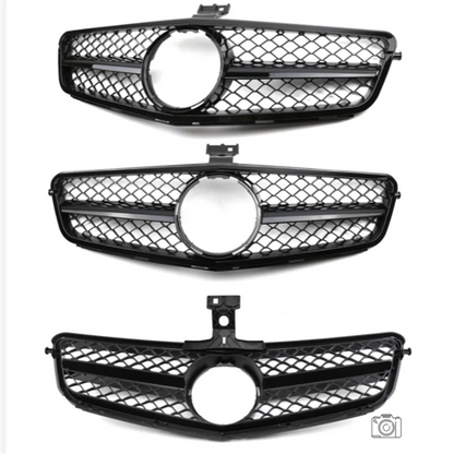 AMG GT Diamond Front Grille for Mercedes W204 C-Class (2007–2014) | Gloss Black/Matte Black/Chrome