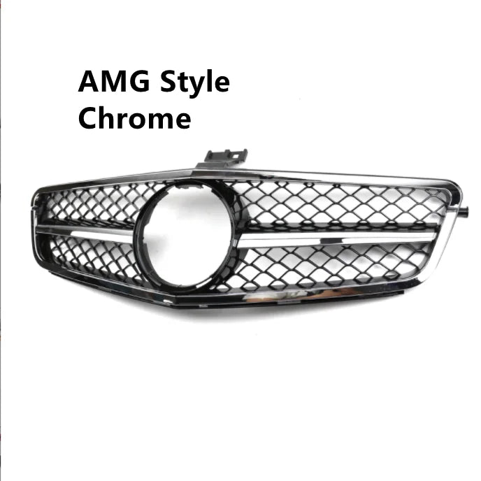 AMG GT Diamond Front Grille for Mercedes W204 C-Class (2007–2014) | Gloss Black/Matte Black/Chrome