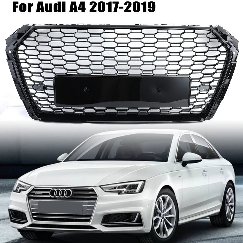 ABS Honeycomb RS Style Front Grille For Audi A4 S4 RS4 A5 RS5 A6 S6 A7 S7 A3 (2008–2022)