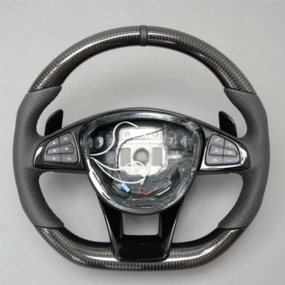 Carbon Fiber & Alcantara Flat Bottom Steering Wheel for Mercedes Benz W205, W213, G63, C63, E63, GLS, GLE | Racing Style