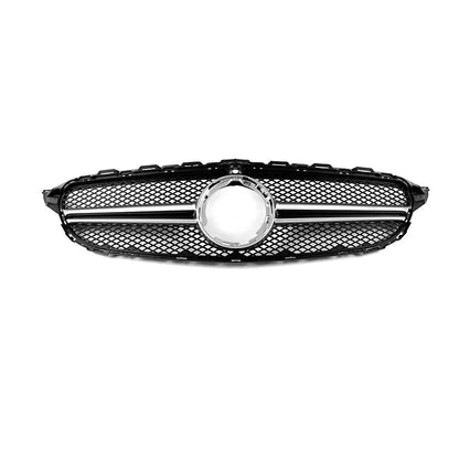 AMG Style Front Grille for Mercedes W205 C-Class (2019–2021) | Silver/Black with Camera Hole