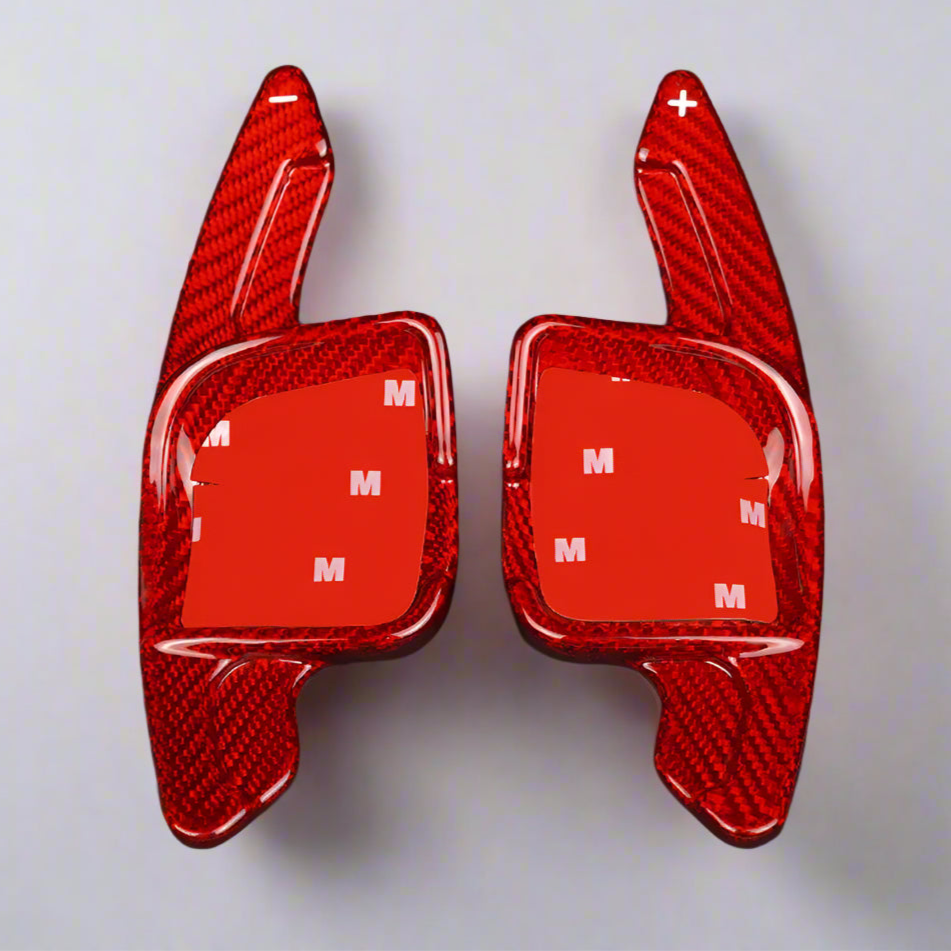 Carbon Fiber Paddle Shift Extensions for Mercedes C, E, & S-Class | Black & Red