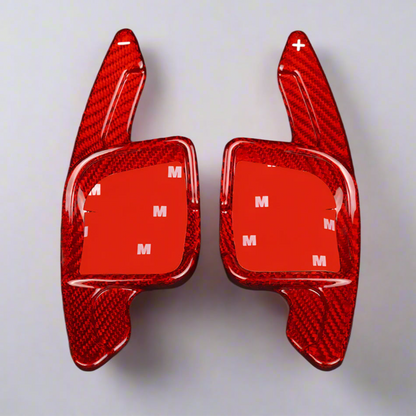 Carbon Fiber Paddle Shift Extensions for Mercedes C, E, & S-Class | Black & Red