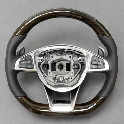Carbon Fiber & Alcantara Flat Bottom Steering Wheel for Mercedes Benz W205, W213, G63, C63, E63, GLS, GLE | Racing Style