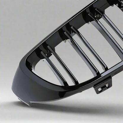 Dual Slat Front Kidney Grill for For BMW 4 Series F32 F33 F36 F80 F82 | Gloss Black
