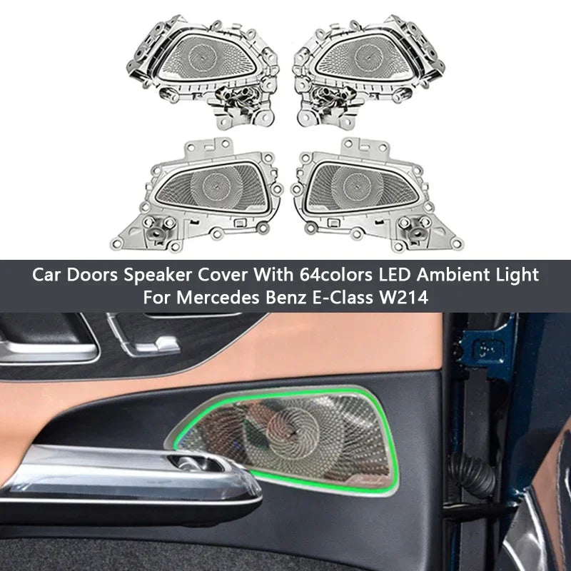 64-Color LED Ambient Light Front & Rear Doors Speaker Cover for Mercedes-Benz E-Class W214