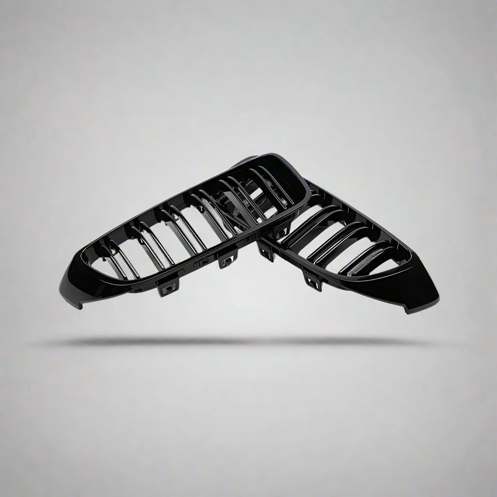 Dual Slat Front Kidney Grill for For BMW 4 Series F32 F33 F36 F80 F82 | Gloss Black