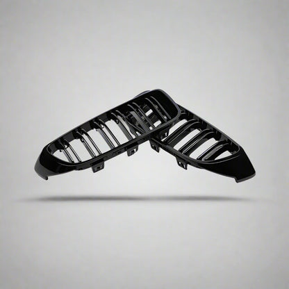 Dual Slat Front Kidney Grill for For BMW 4 Series F32 F33 F36 F80 F82 | Gloss Black