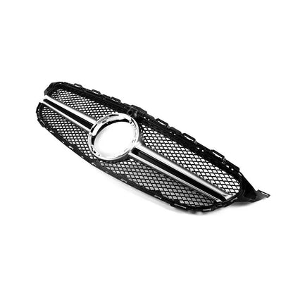 AMG Style Front Grille for Mercedes W205 C-Class (2019–2021) | Silver/Black with Camera Hole