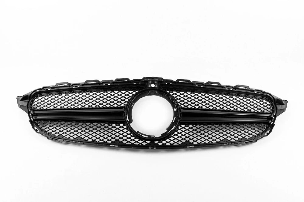 AMG Style Front Grille for Mercedes W205 C-Class (2019–2021) | Silver/Black with Camera Hole
