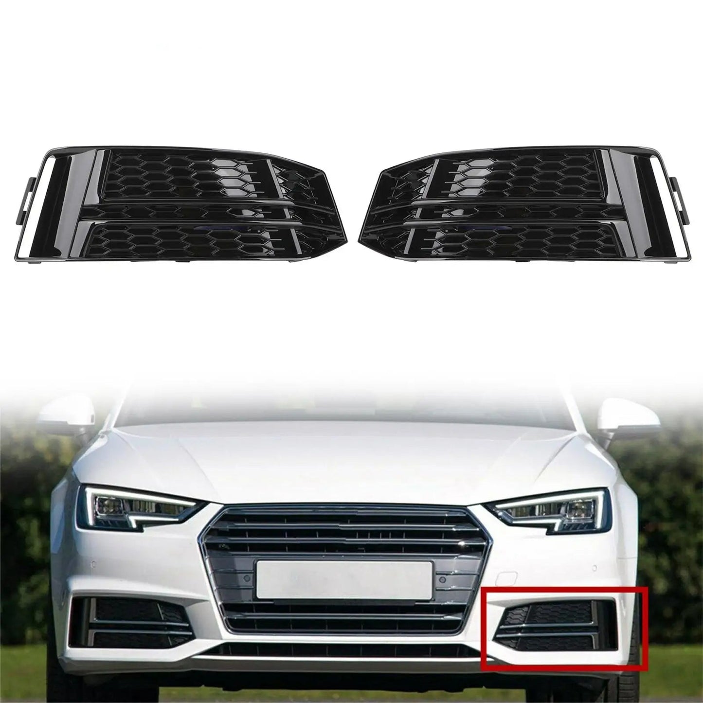 Black Fog Light Covers for Audi A4 B9 S-Line (2016–2018)