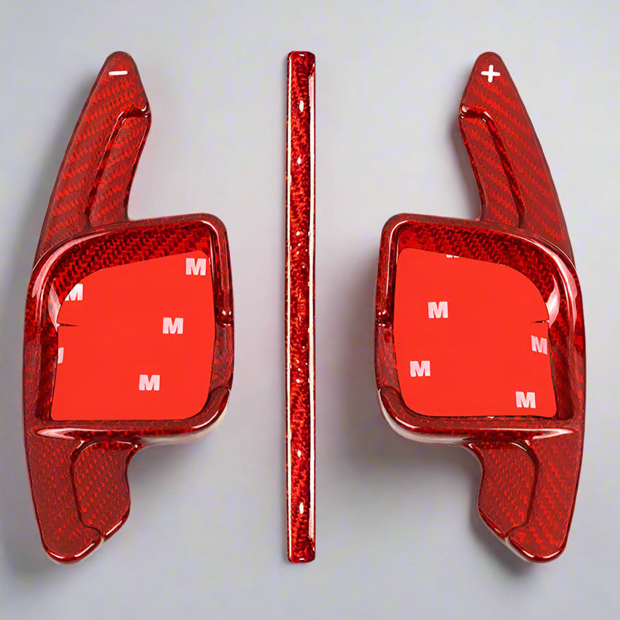Carbon Fiber Paddle Shift Extensions for Mercedes C, E, & S-Class | Black & Red