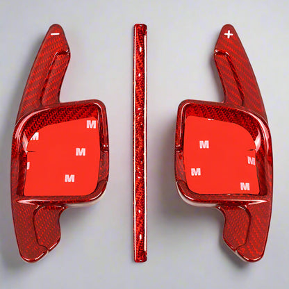 Carbon Fiber Paddle Shift Extensions for Mercedes C, E, & S-Class | Black & Red