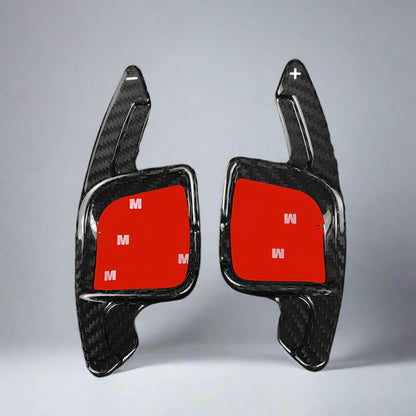 Carbon Fiber Paddle Shift Extensions for Mercedes C, E, & S-Class | Black & Red