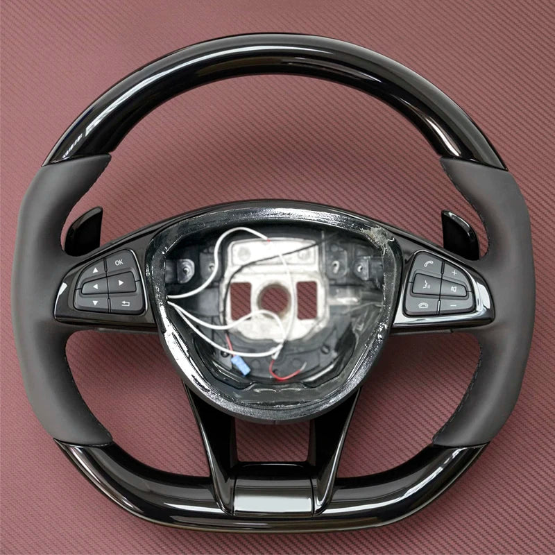 Carbon Fiber & Alcantara Flat Bottom Steering Wheel for Mercedes Benz W205, W213, G63, C63, E63, GLS, GLE | Racing Style