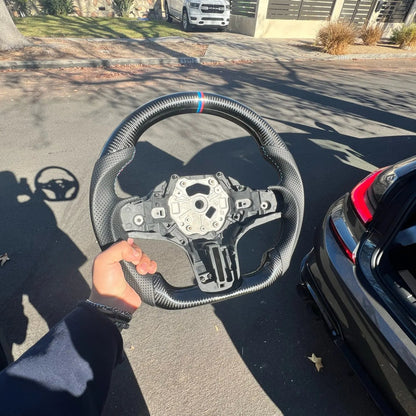 Carbon Fiber Steering Wheel for BMW G30 G20 M5 F90 M8 X3M X4M X5M X6M | Custom Perforated Leather Design