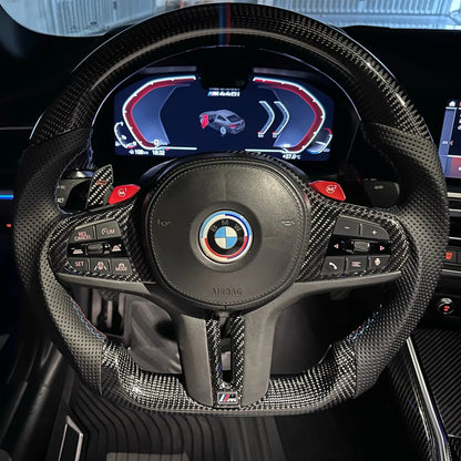 Carbon Fiber Steering Wheel for BMW G30 G20 M5 F90 M8 X3M X4M X5M X6M | Custom Perforated Leather Design