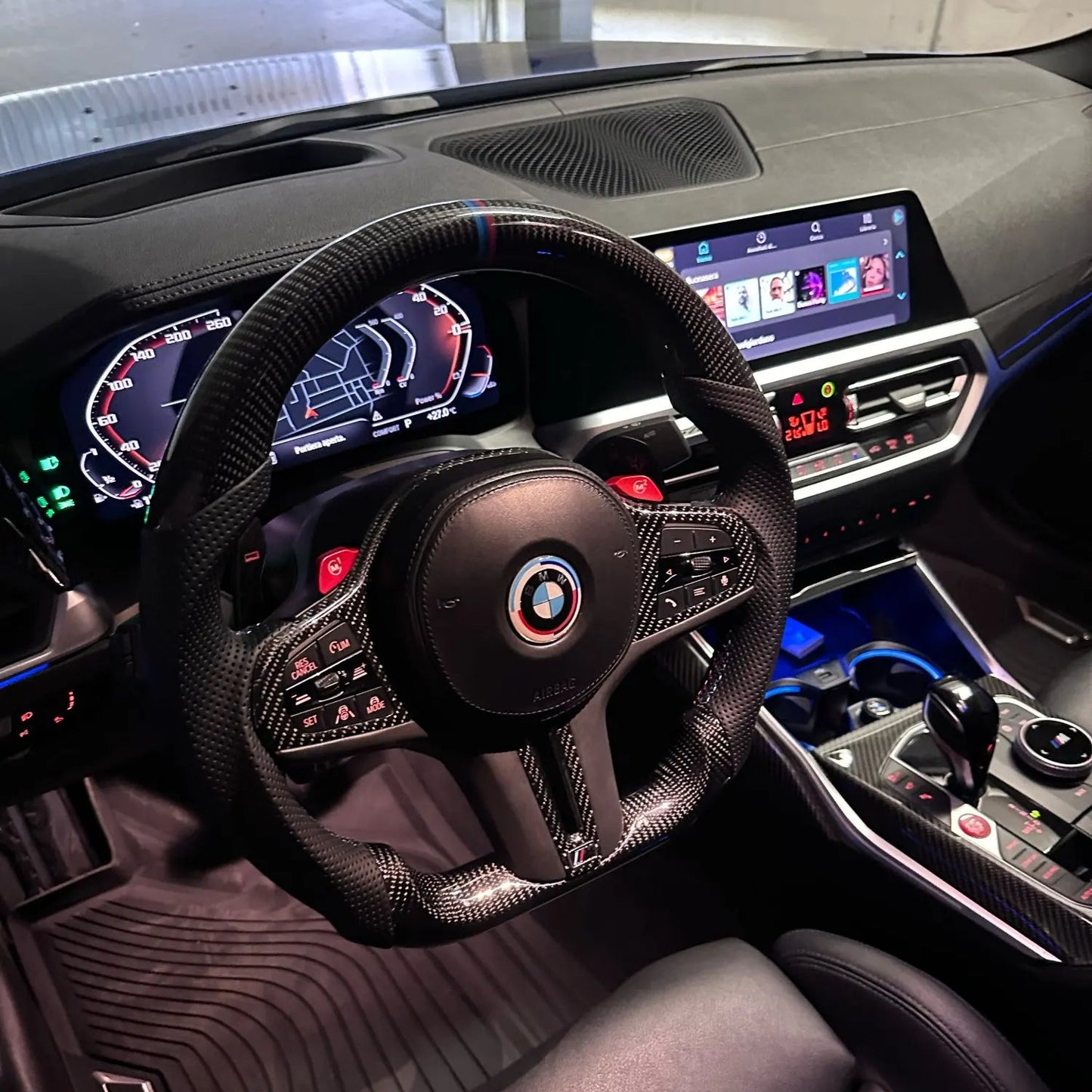 Carbon Fiber Steering Wheel for BMW G30 G20 M5 F90 M8 X3M X4M X5M X6M | Custom Perforated Leather Design