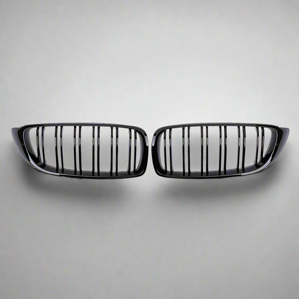 Dual Slat Front Kidney Grill for For BMW 4 Series F32 F33 F36 F80 F82 | Gloss Black