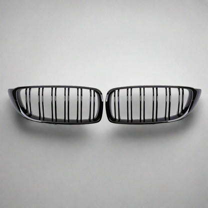Dual Slat Front Kidney Grill for For BMW 4 Series F32 F33 F36 F80 F82 | Gloss Black